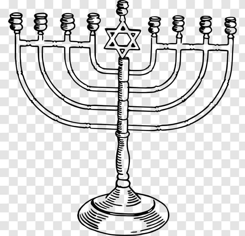 Menorah Judaism Hanukkah Clip Art - Drawing Transparent PNG
