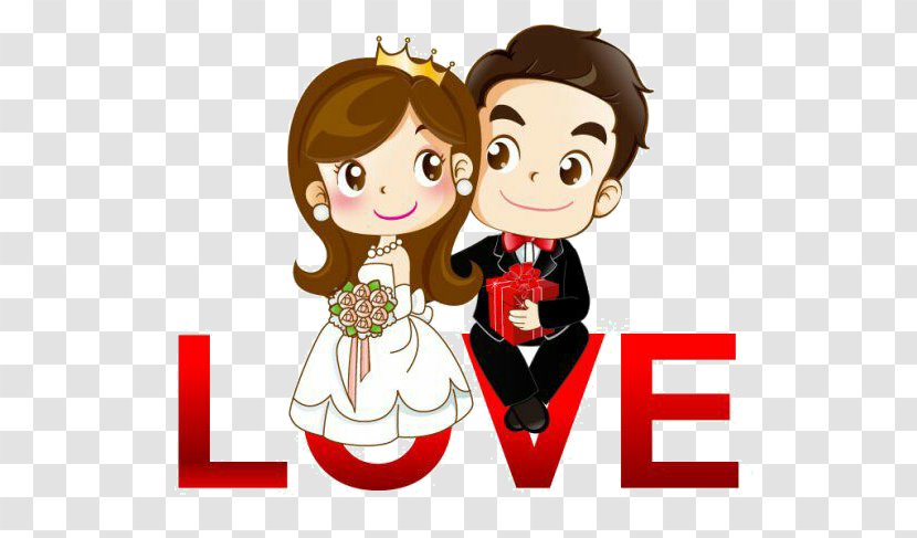 Wedding Invitation Husband Marriage Wife - Flower - Cartoon Couple Transparent PNG