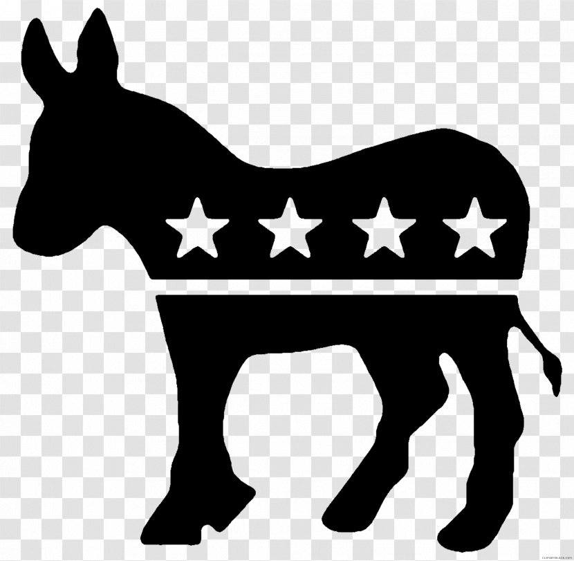 Donkey United States Democratic Party Political Democratic-Republican - Black And White Transparent PNG