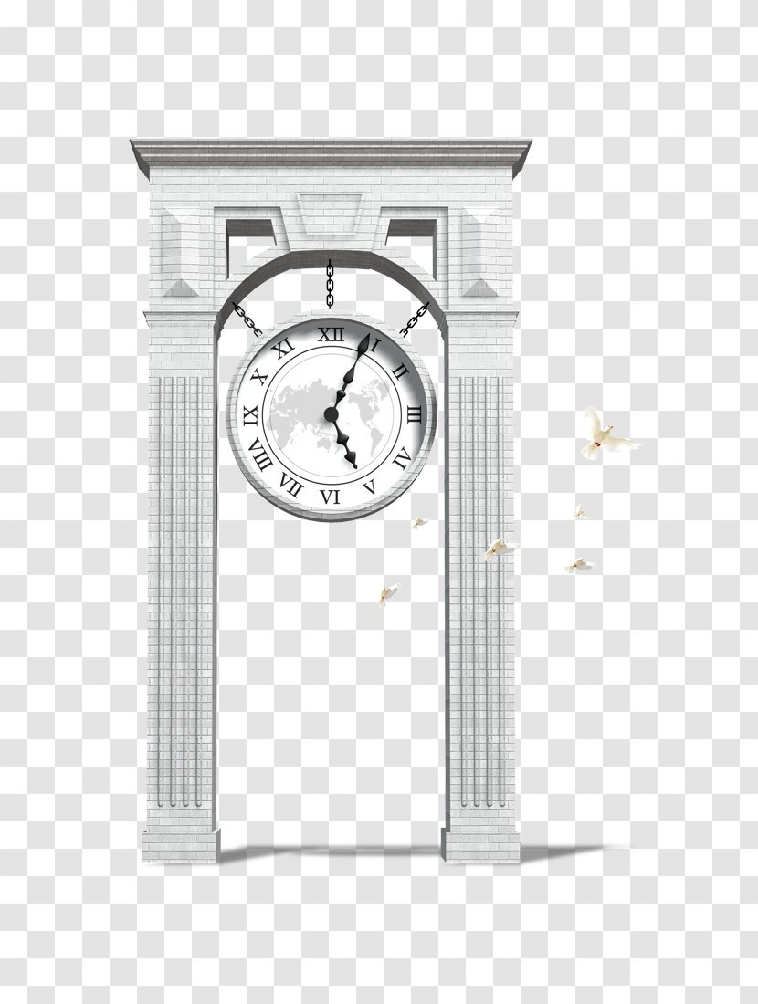 Architecture Building - Home Accessories - Continental Wall Clock Creative Pull Arches Free Transparent PNG