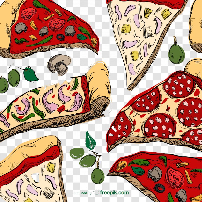 Pizza Italian Cuisine Fast Food Drawing - Textile - Floating Transparent PNG