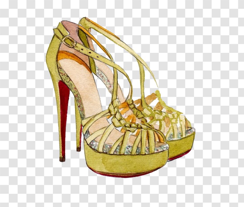 Shoe High-heeled Footwear Sandal Fashion Drawing - Handbag - Painted Sandals Transparent PNG