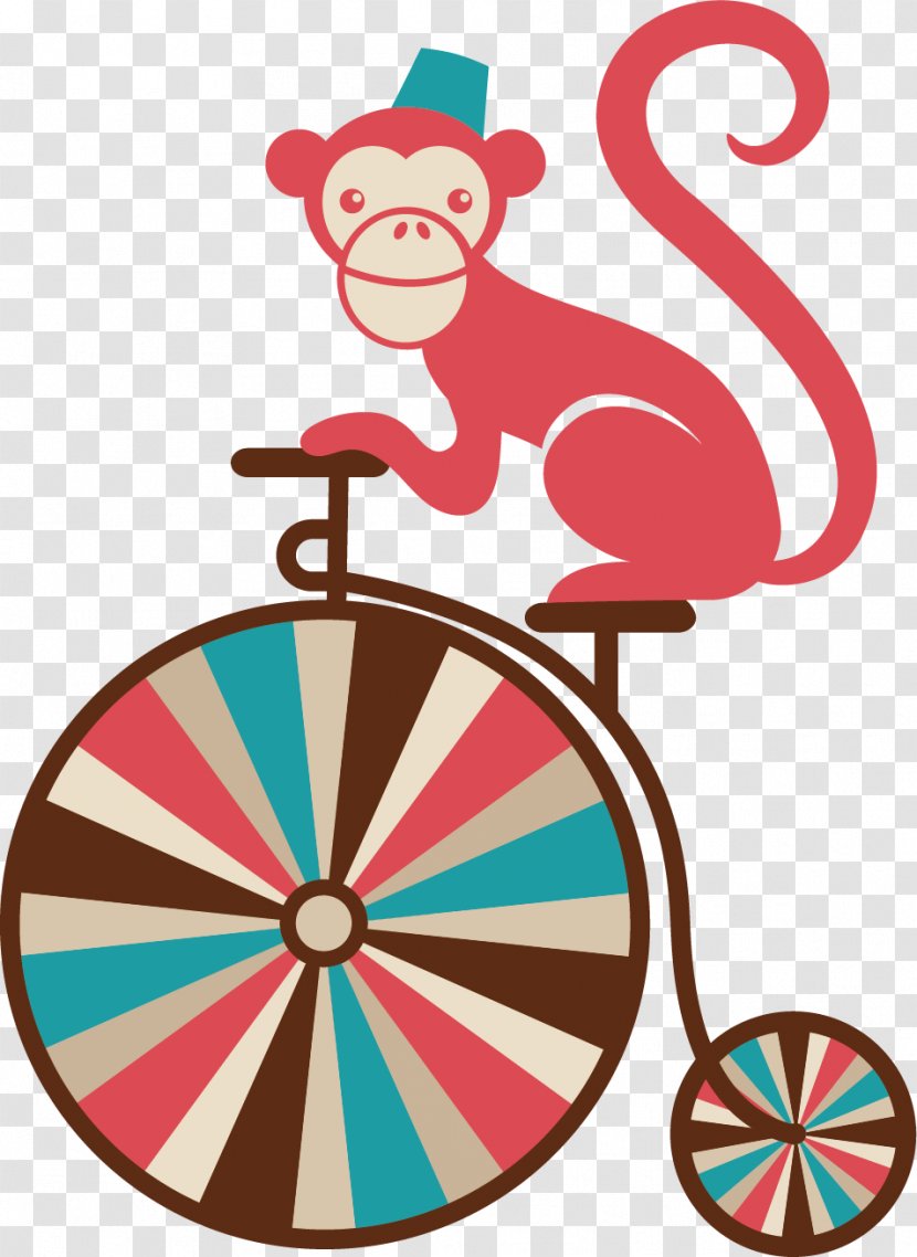 Circus Fair Traveling Carnival Clip Art - Food - Monkey Unicycle Vector Elements Transparent PNG