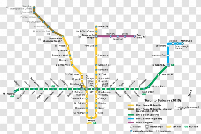 Toronto Subway Rapid Transit Rail Transport Commuter Station - Map - New York Transparent PNG