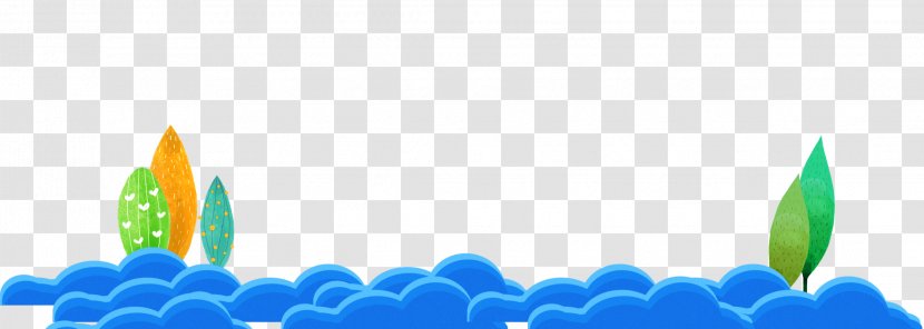 Seawater Download - Resource - Cartoon Sea Lines Of Trees Transparent PNG