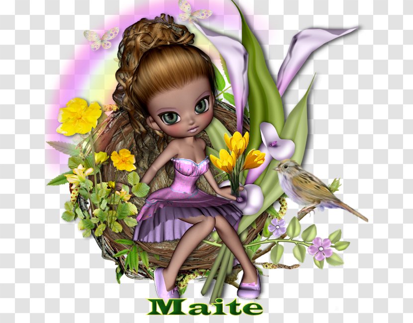 Fairy Brown Hair Flower Violet - Flowering Plant Transparent PNG