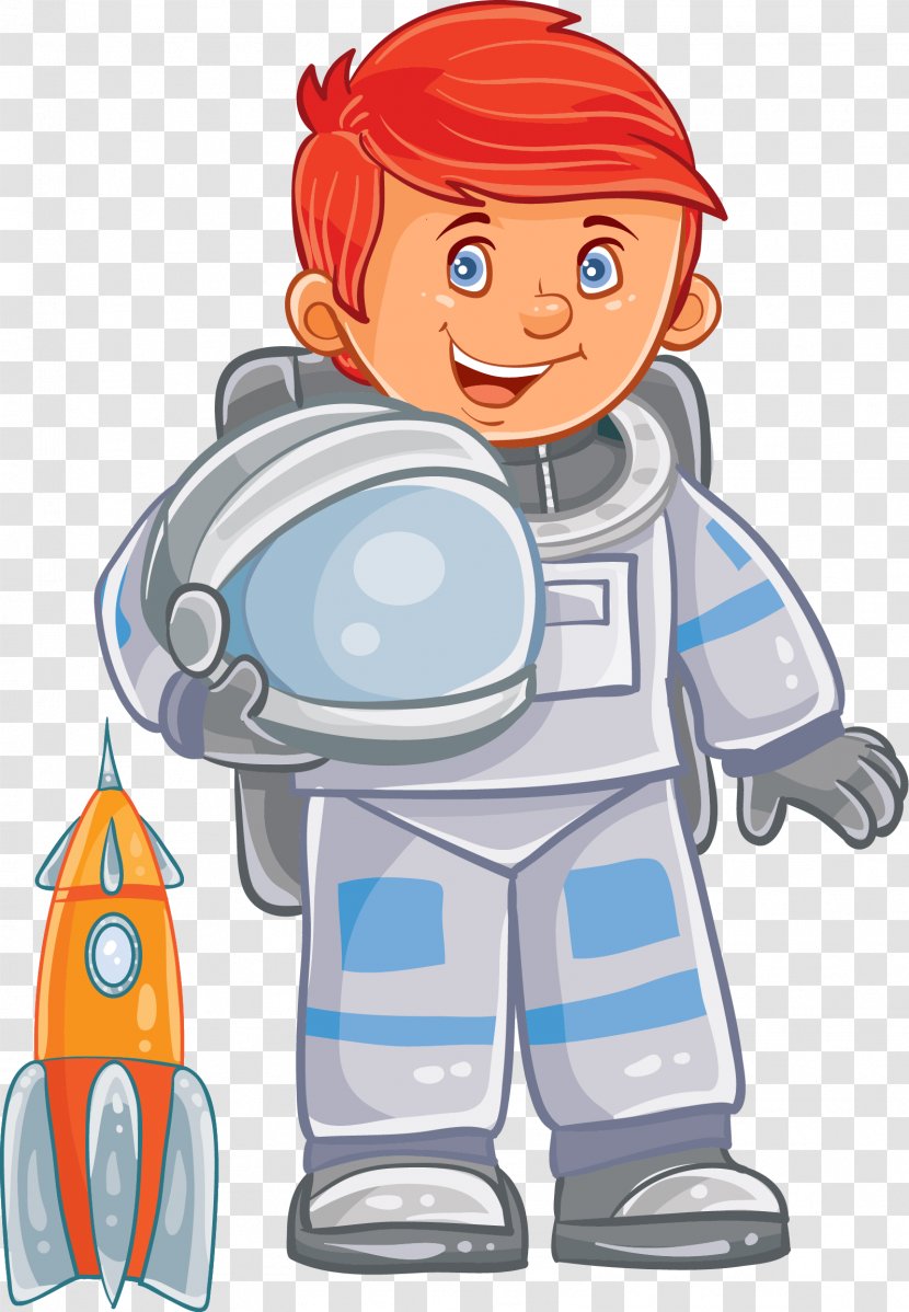 Astronaut Child Space Suit Stock Illustration - Boy - Cartoon Hand Painting Transparent PNG