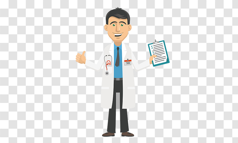 Cartoon Standing Gesture White-collar Worker White Coat Transparent PNG