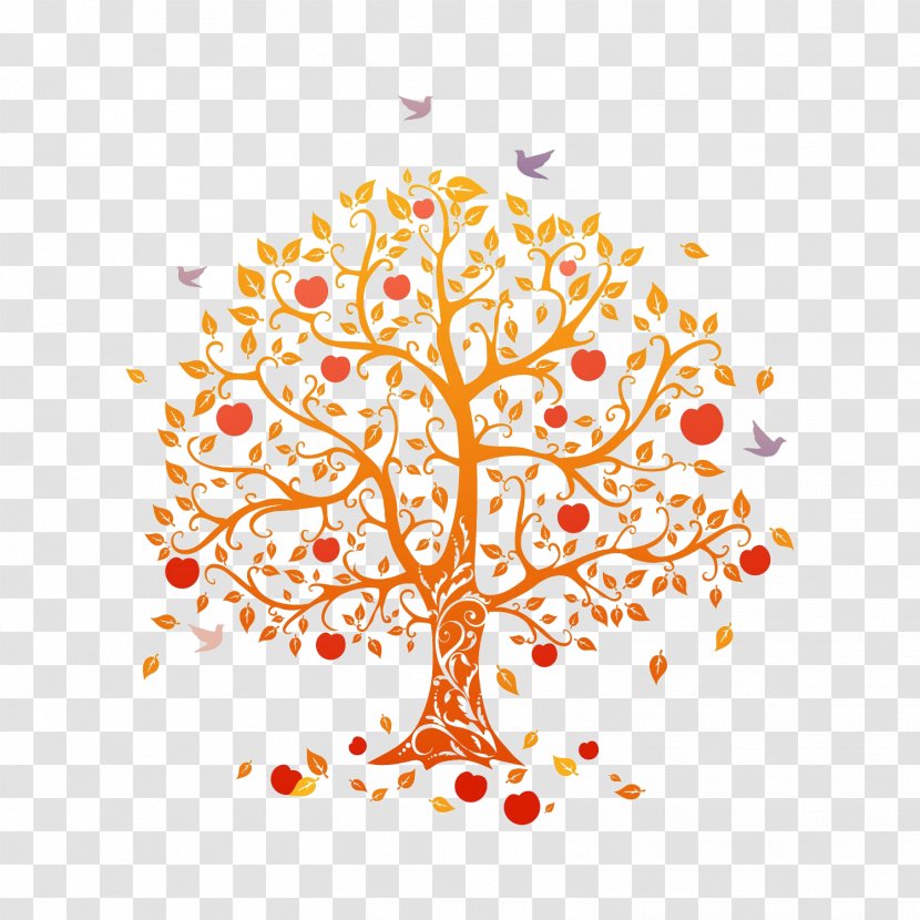 Falling Birds Tree Apple - Non Profit Organisation - Autumn Tree,Autumn Elements Transparent PNG