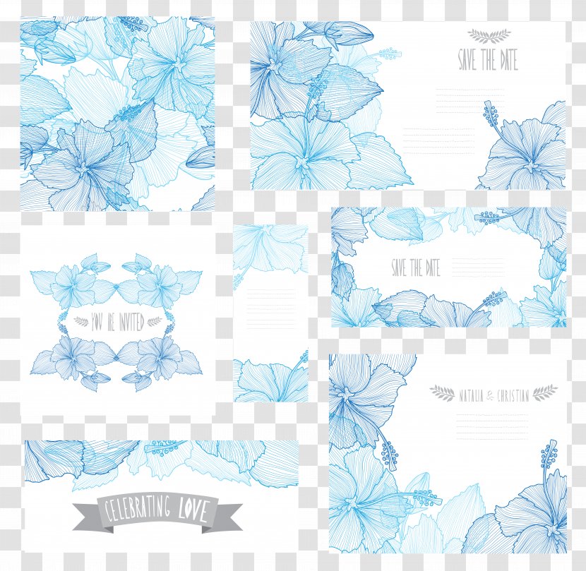 Flower Blue Euclidean Vector Clip Art - Border - Beautiful Shades Of Flowers Card Transparent PNG