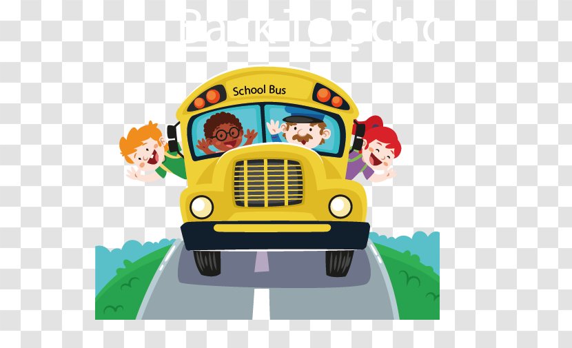 School Bus Yellow Student - Cartoon Pull Material Vector Free Transparent PNG
