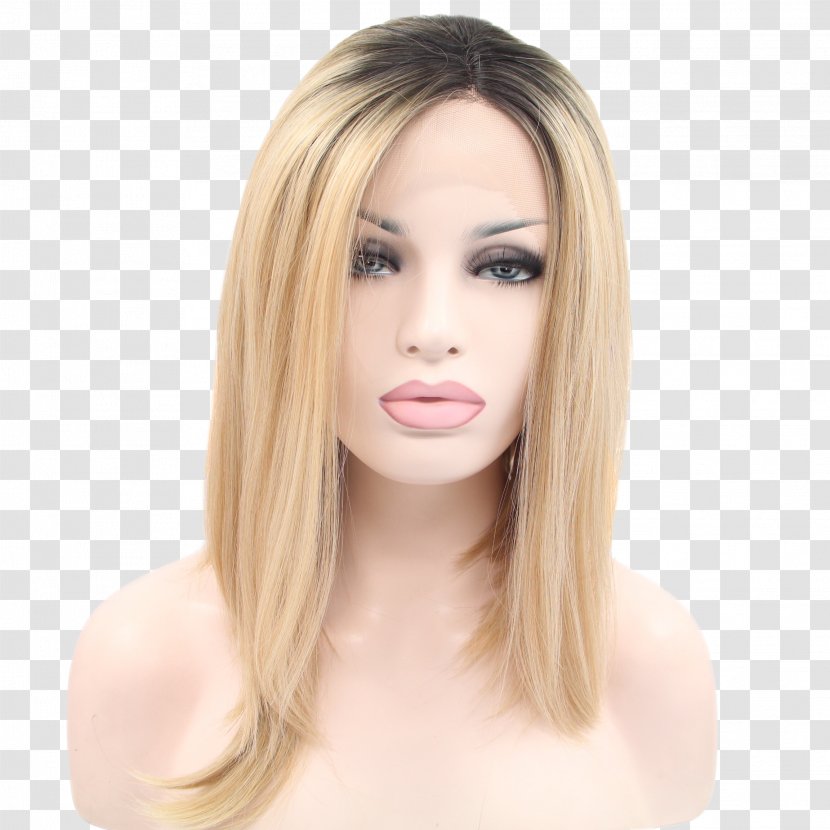 Lace Wig Bob Cut Synthetic Fiber Blond - Artificial Hair Integrations Transparent PNG