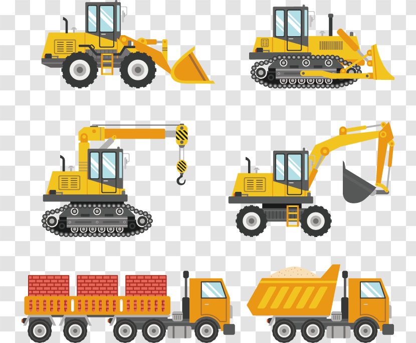 Sticker Excavator Wall Decal Truck - Vector Hand-painted Work Vehicle Transparent PNG