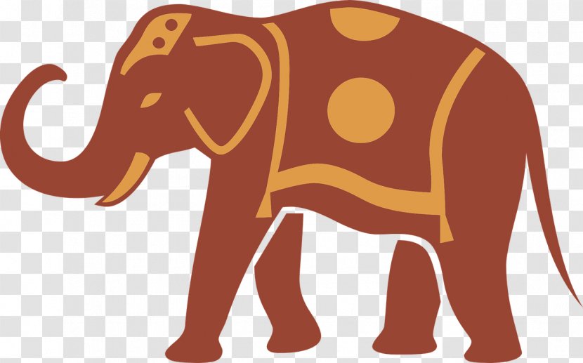 Elephant Silhouette Clip Art - Terrestrial Animal - Brown-red Transparent PNG