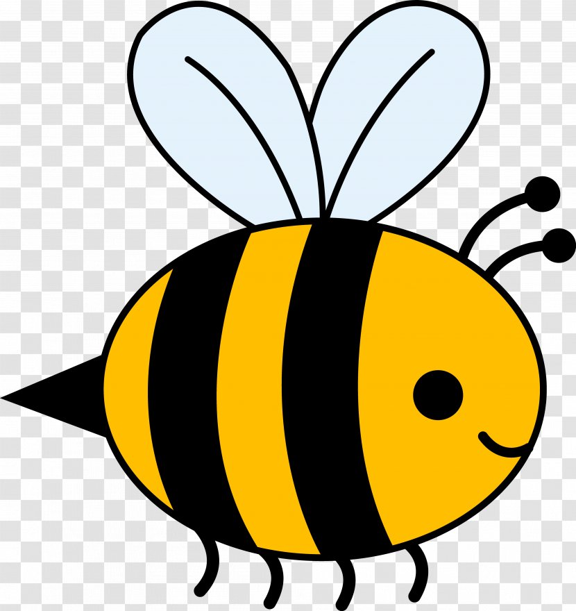 Bumblebee Clip Art - Black And White - Cute Cartoon Bumble Bee Transparent PNG