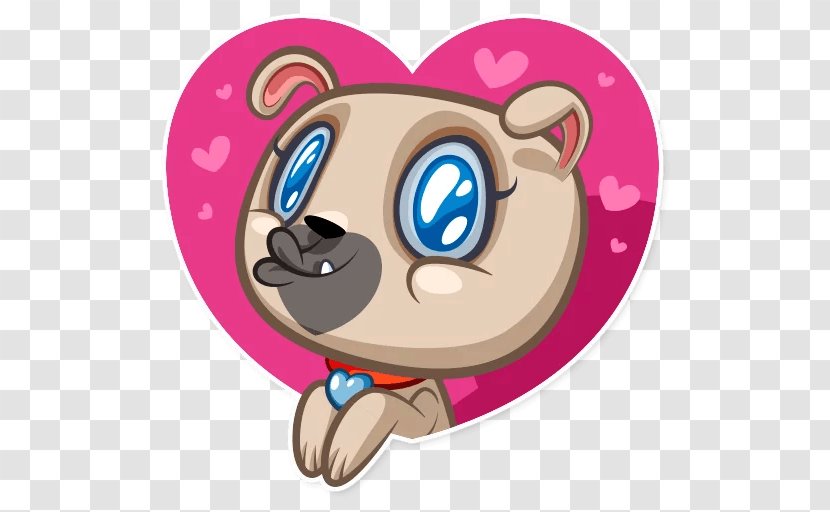 Pug Telegram Sticker Snout Viber - Heart - Tree Transparent PNG