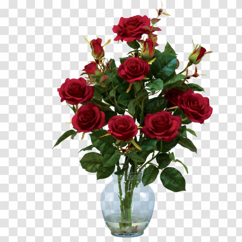 Vase Artificial Flower Rose Floral Design - Garden Roses Transparent PNG