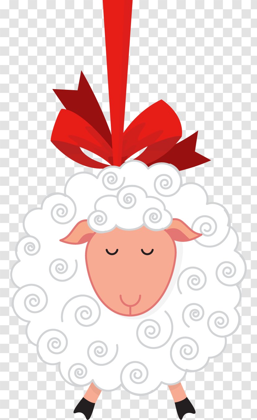 Eid Al-Adha Holiday Party Fathers Day - Frame - Vector Hand-drawn Cartoon Sheep Wearing A Bow Transparent PNG