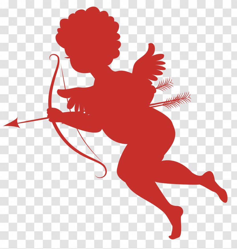 Cupid Clip Art - Tree - Red Silhouettes Picture Transparent PNG