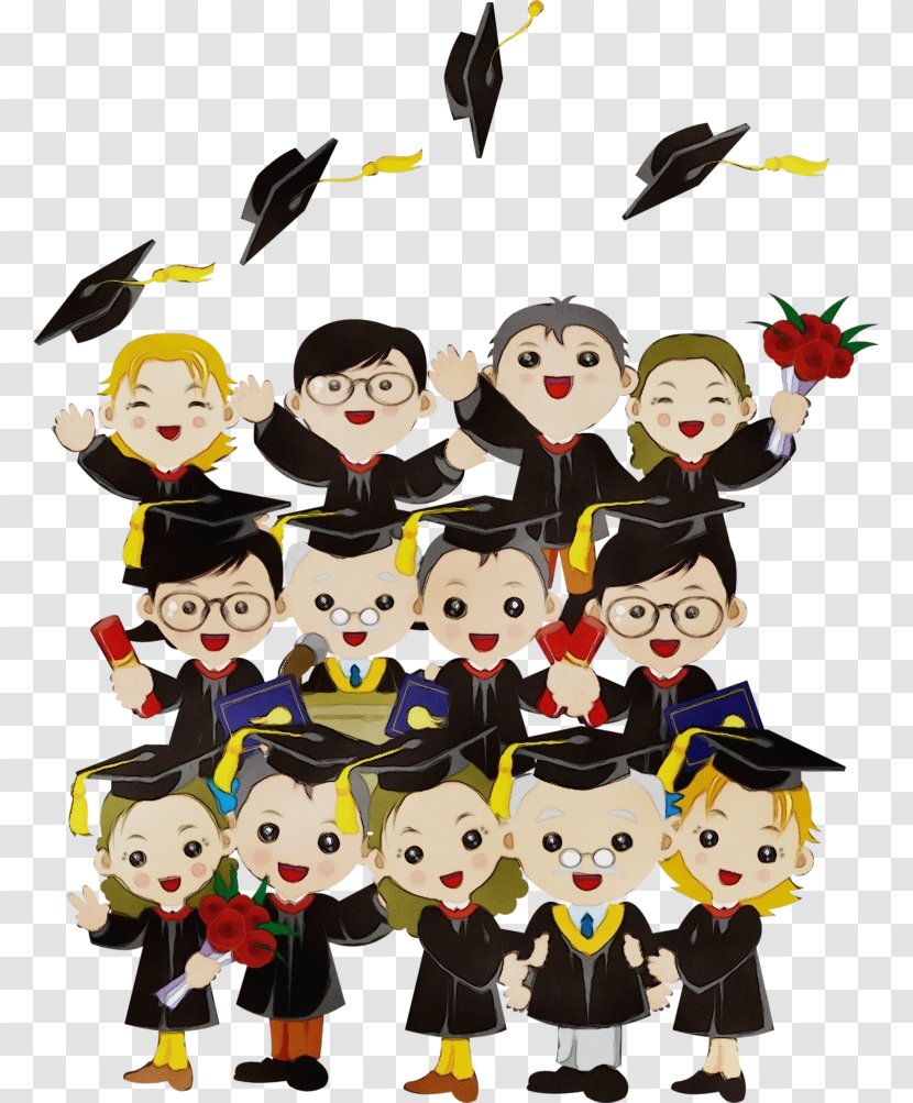 People Cartoon Clip Art Mortarboard Team - Paint - Smile Uniform Transparent PNG