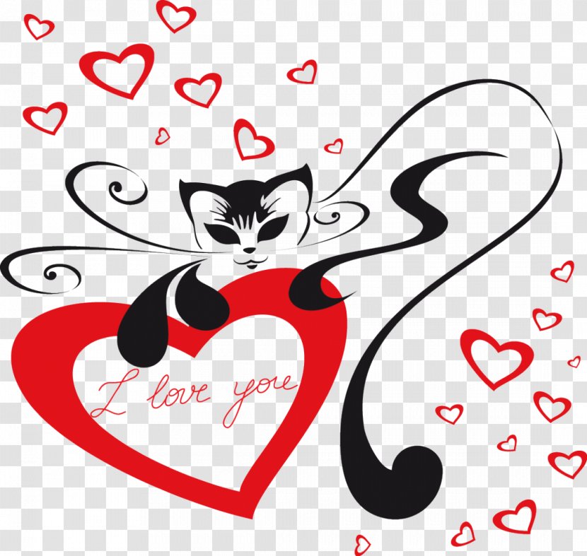 Cat Kitten Love - Frame - Happy Valentines Day Transparent PNG