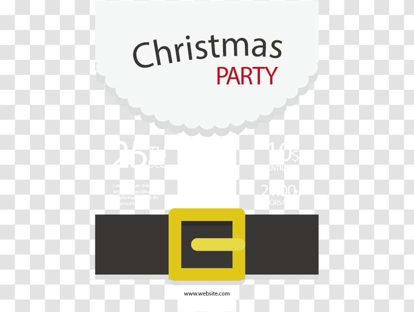 Santa Claus Christmas Party Belt - Ribbon - Black Invitation Card Transparent PNG