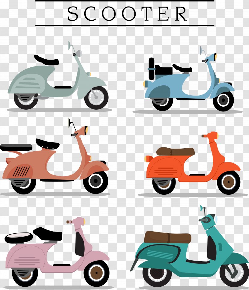 Scooter Vespa Bicycle Clip Art - Silhouette - Retro Transparent PNG