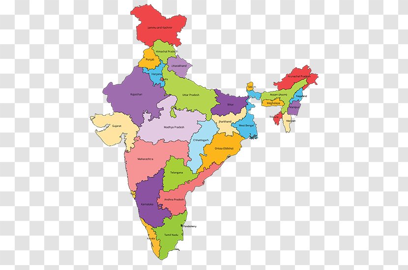 States And Territories Of India Blank Map Mapa Polityczna - Tourist Transparent PNG