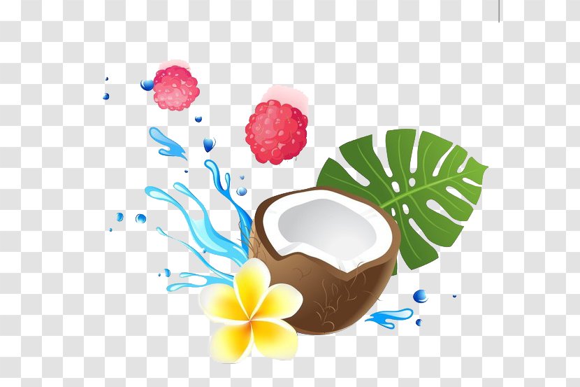 Coconut Milk Water Oil Health - Cartoon Flower Decoration Pattern Transparent PNG