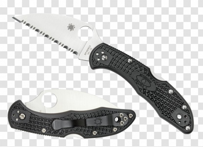 Pocketknife Spyderco Serrated Blade - Throwing Knife Transparent PNG