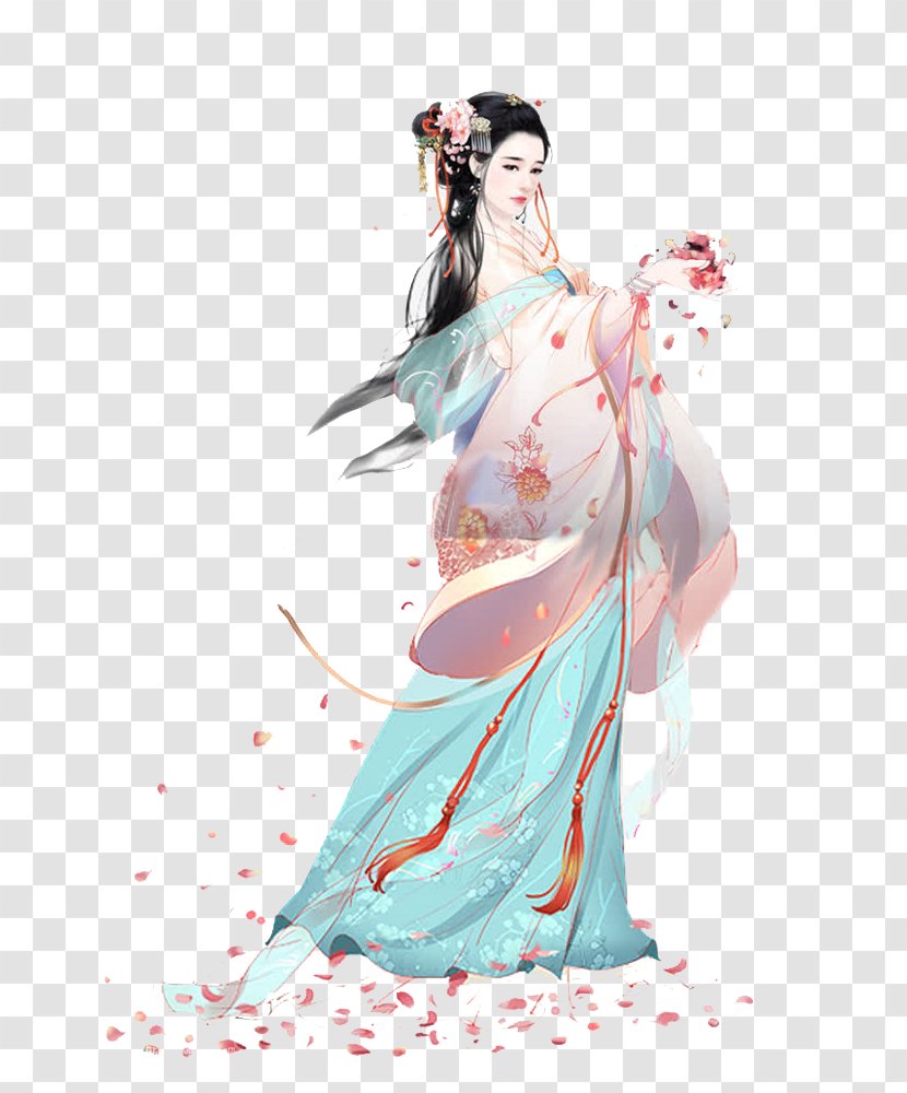 Costume Drama Art Woman Illustration - Tree - Antiquity Sahua Transparent PNG