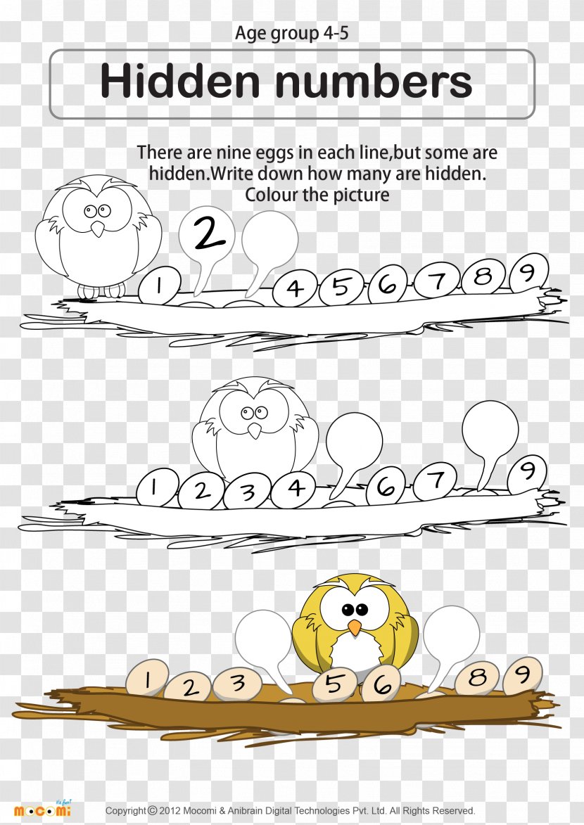 Paper Mathematics Worksheet Pre-school Number - Mammal Transparent PNG