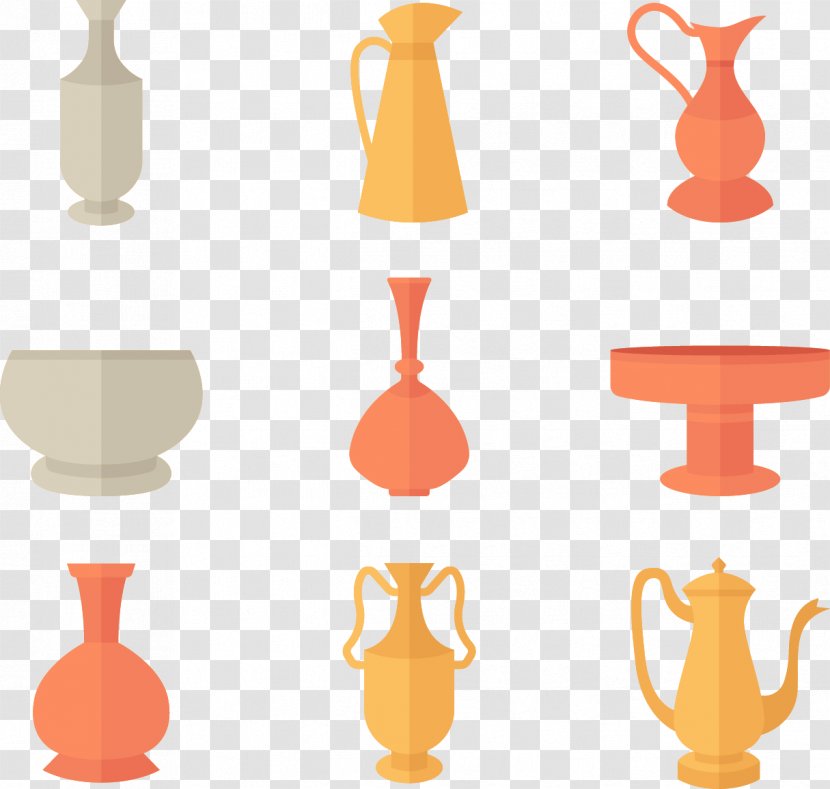 Vase Container Clip Art - Pottery Of Ancient Greece - Vector Painted Flat Water Containers Transparent PNG