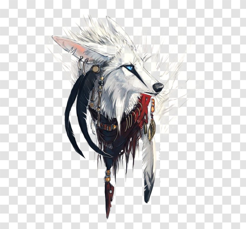 Snow Wolf - Tree - Watercolor Transparent PNG
