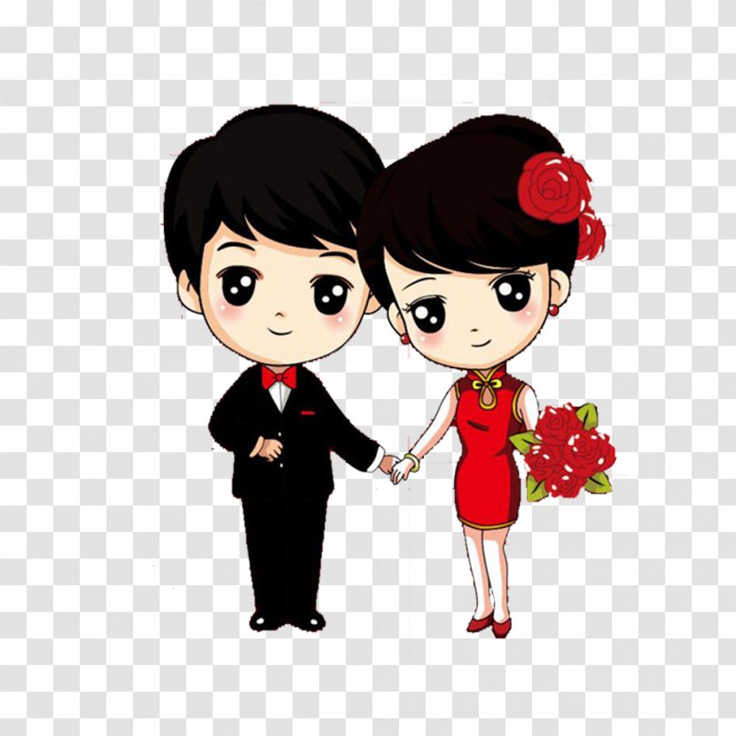 Cartoon Wedding Couple Drawing Marriage - Frame - Chinese Style Transparent PNG