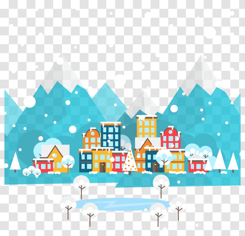 Snowflake Winter Poster - Area - Vector Snowy City Transparent PNG