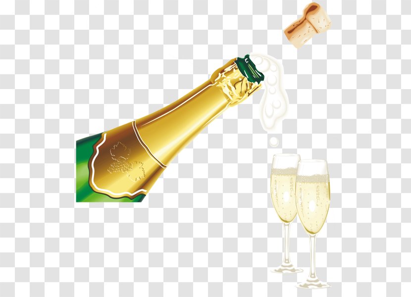 Champagne Cocktail Wine New Year Clip Art - Beer Bottles And Goblets Transparent PNG