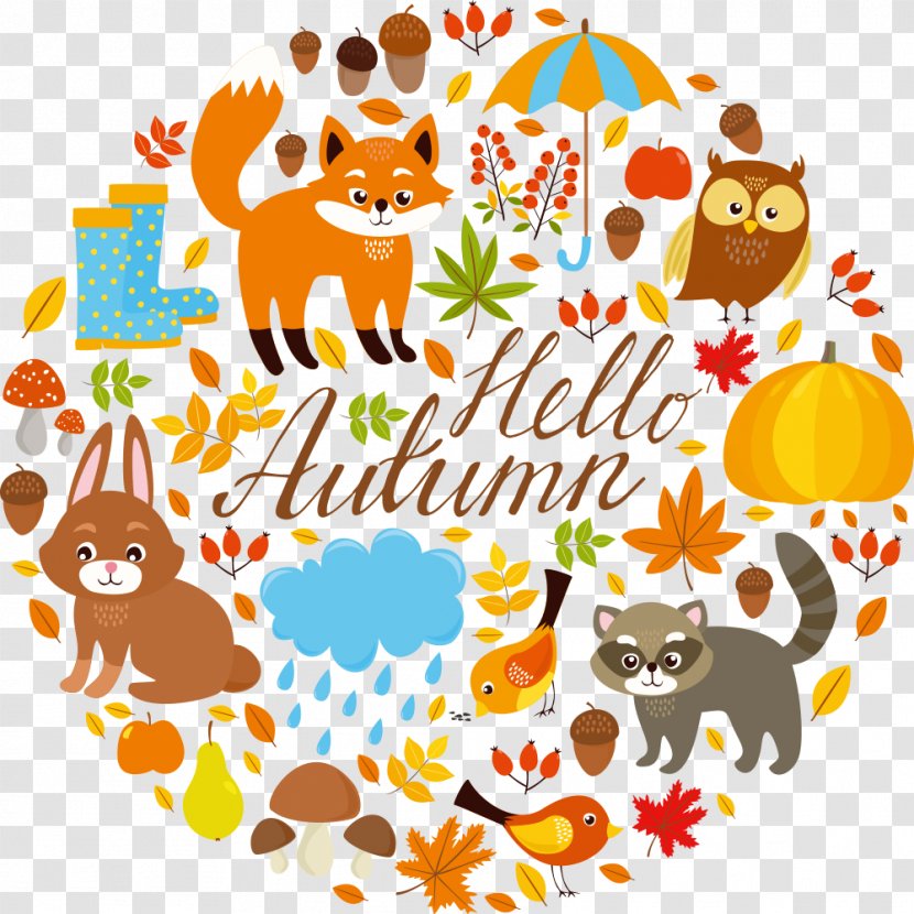 Autumn Leaves Euclidean Vector - Baby Toys - Small Rabbit With Transparent PNG