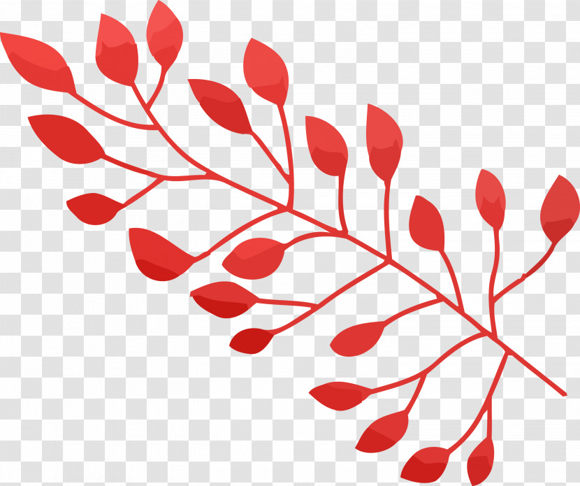 Leaf Red Pedicel Branch Plant Transparent PNG