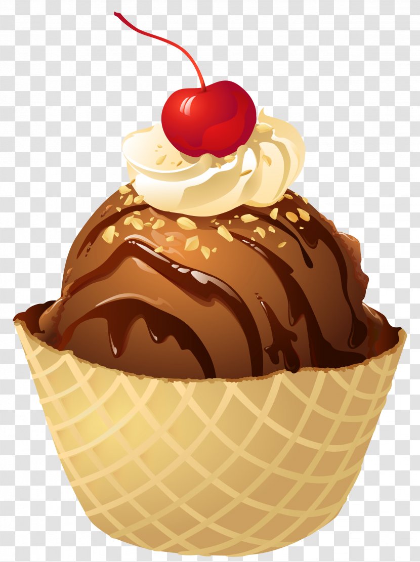 Chocolate Ice Cream Sundae Waffle Cupcake - Dairy Product Transparent PNG