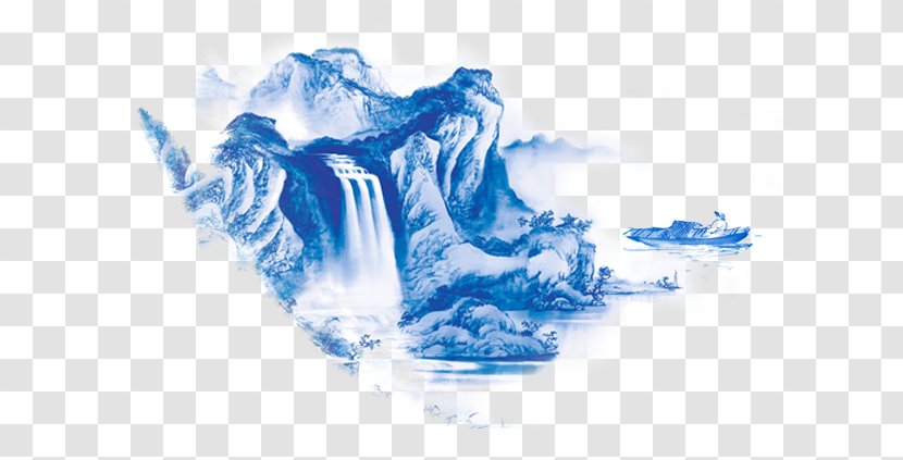 Jingdezhen Blue And White Pottery Ceramic - Ice - Mountain Transparent PNG