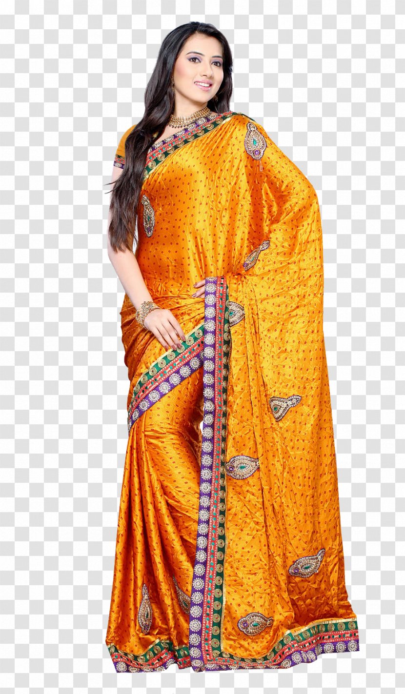 Kanchipuram Wedding Sari Silk - Yellow - Day Dress Transparent PNG