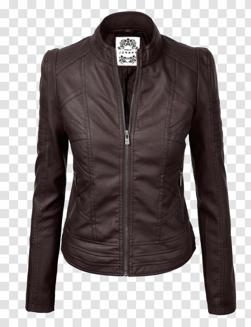 Leather Jacket T-shirt Coat - Tshirt - Women Transparent PNG