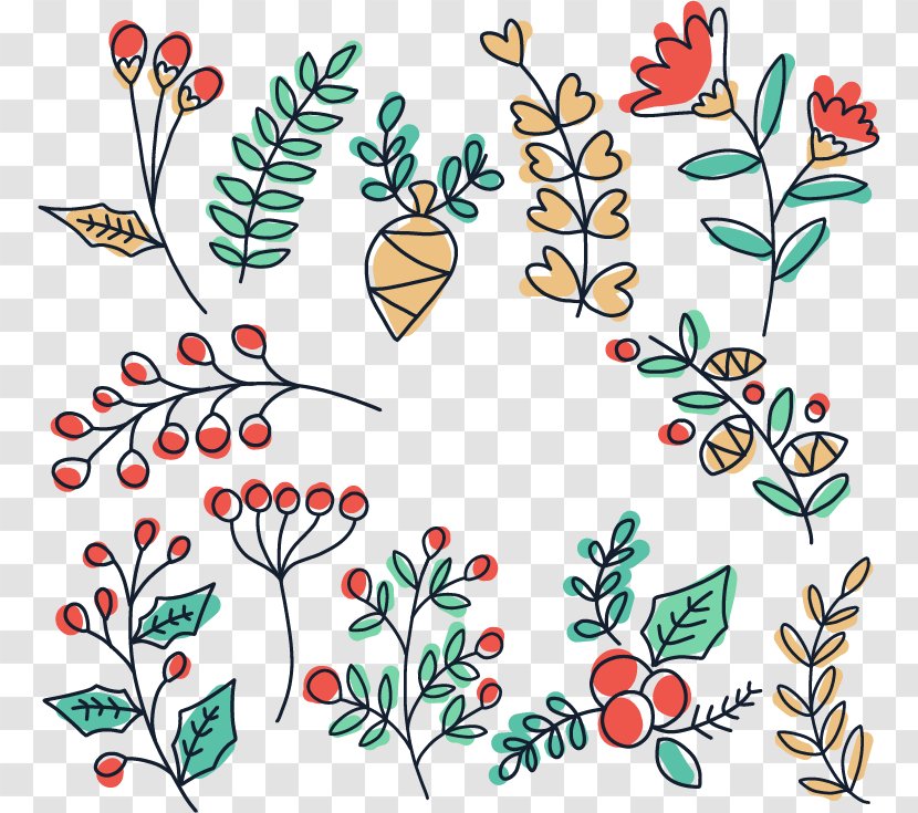 Winter Plant Flower Clip Art - Leaf - Hand-painted Flowers In Transparent PNG