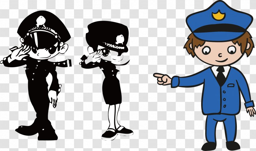 Police Officer Chinese Public Security Bureau Cartoon - Battery Alarm Transparent PNG