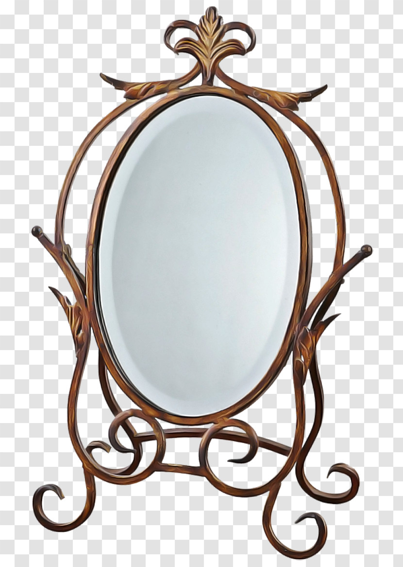 Mirror Oval Makeup Mirror Copper Metal Transparent PNG