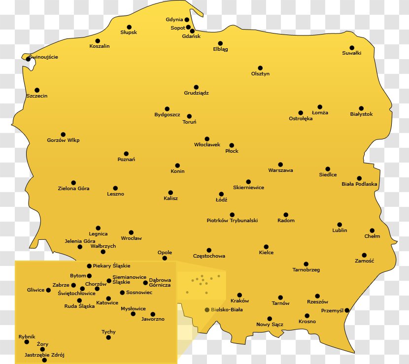 Chorzów Ruda Śląska Rybnik Żory Tychy - Area - Map Transparent PNG