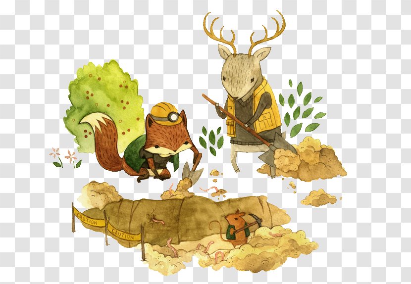 Adventures With Barefoot Critters Illustrator Book Illustration Drawing - Deer - Fox And Backhoe Transparent PNG