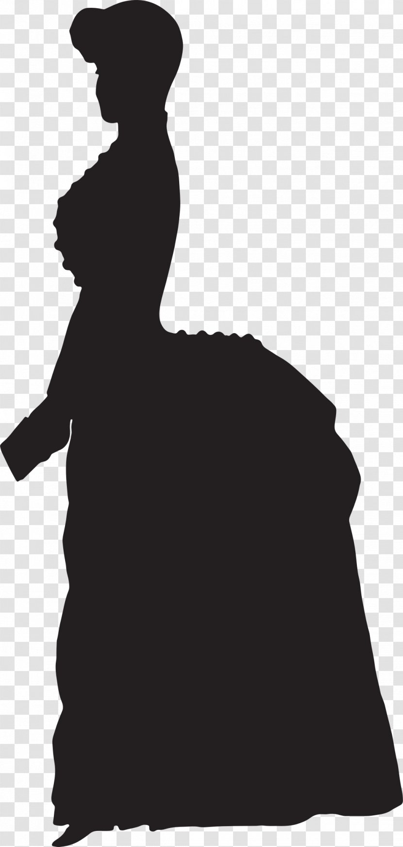 Silhouette Woman Victorian Era - Monochrome - Old Time Transparent PNG