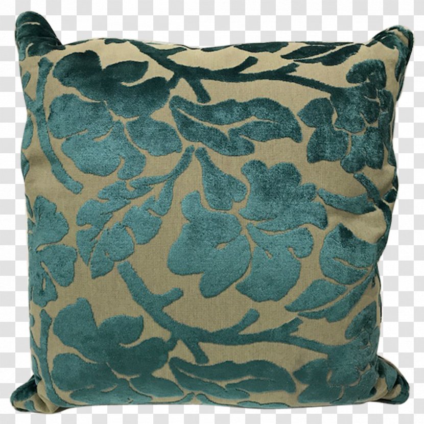 Cushion Throw Pillows - Turquoise - Silk Damask Transparent PNG